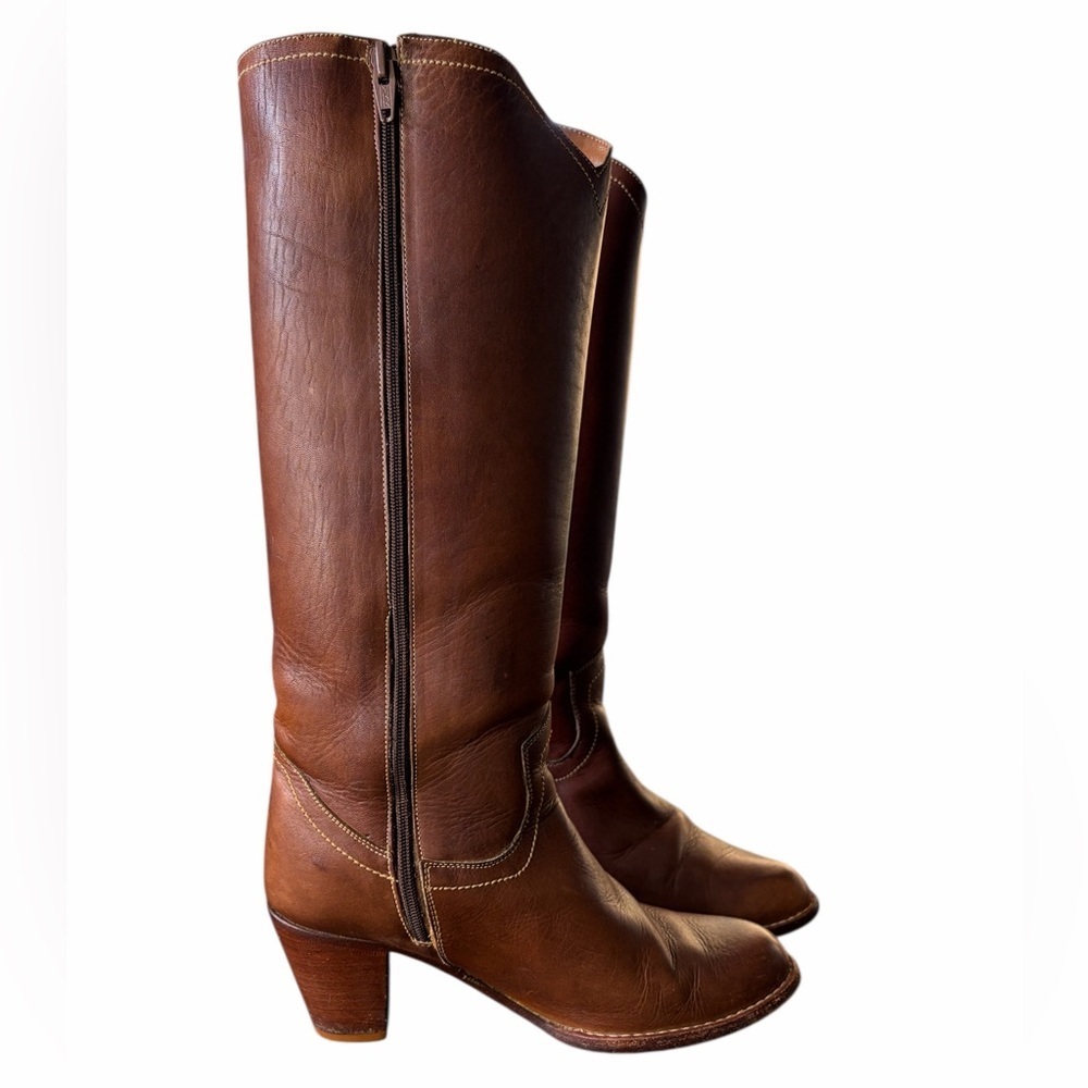 80’s Latinas Braid Vintage Leather Circle S Brazilian Campus Boot - Picture 3 of 16